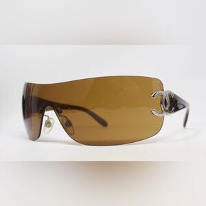 CHANEL Sunglasses rare vintage cc y2k unisex brown gold CC Accents 4119 + case